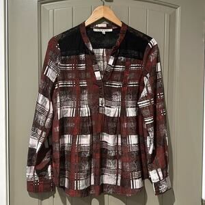 Friends + Lovers Harper Lace Plaid Top sz S
